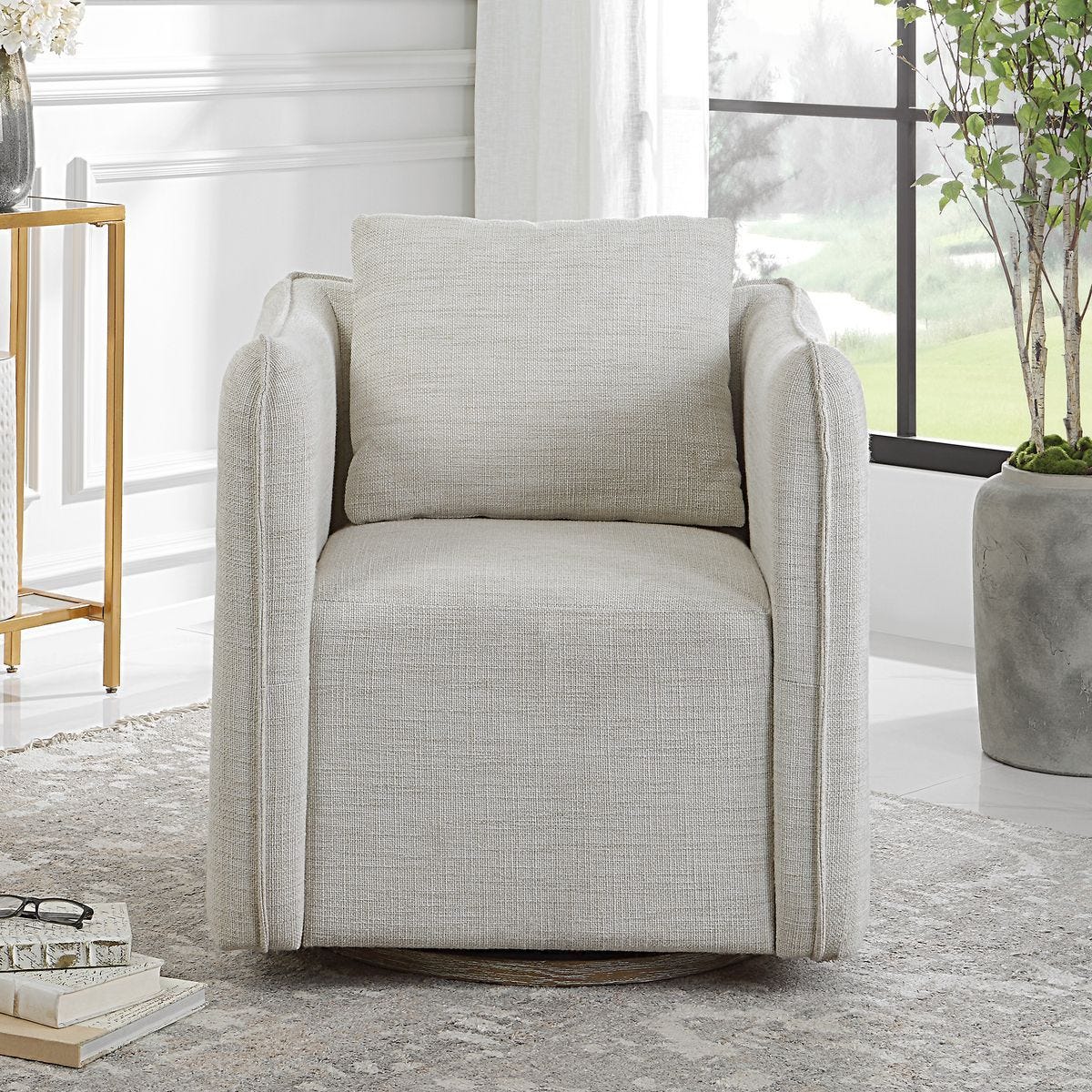 Corben Swivel Chair, White - variety of styles from classic to contemporary | Image 7 | InSTYLE Home & Rugs