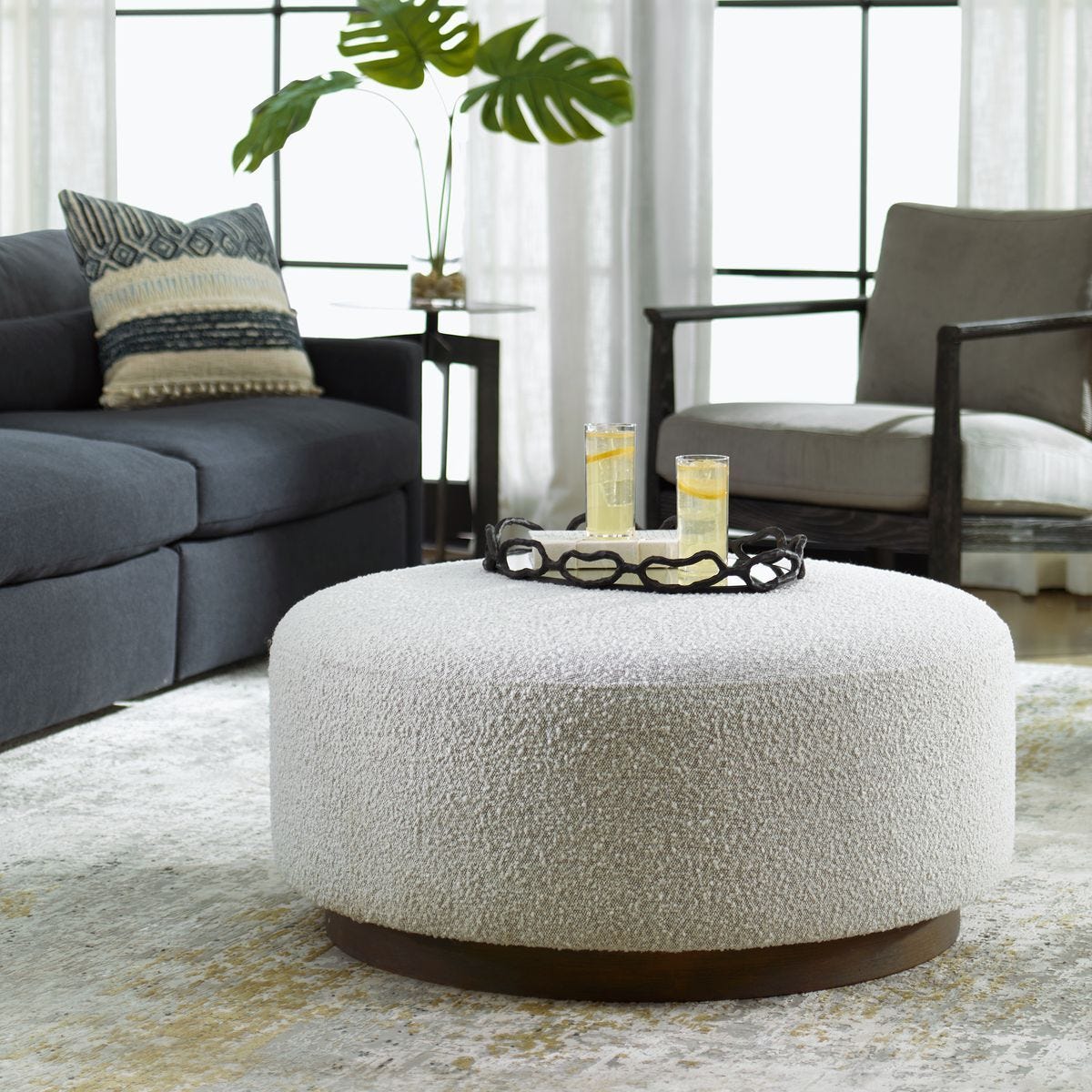 Avila Ottoman, Large, Gray - comfortable ottoman for any room | Image 1 | InSTYLE Home & Rugs