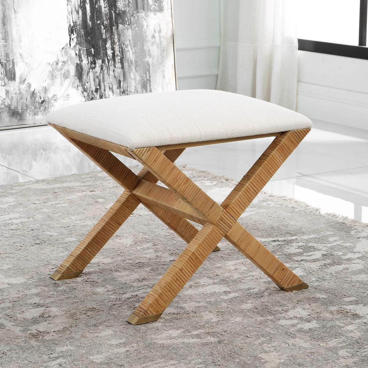 St Tropez Small Bench - durable bench with modern style | Image 1 | InSTYLE Home & Rugs