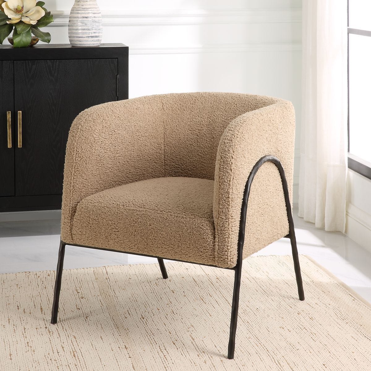 Jacobsen Accent Chair, Latte Shearling - stylish accent chair to elevate your living room decor | Image 1 | InSTYLE Home & Rugs