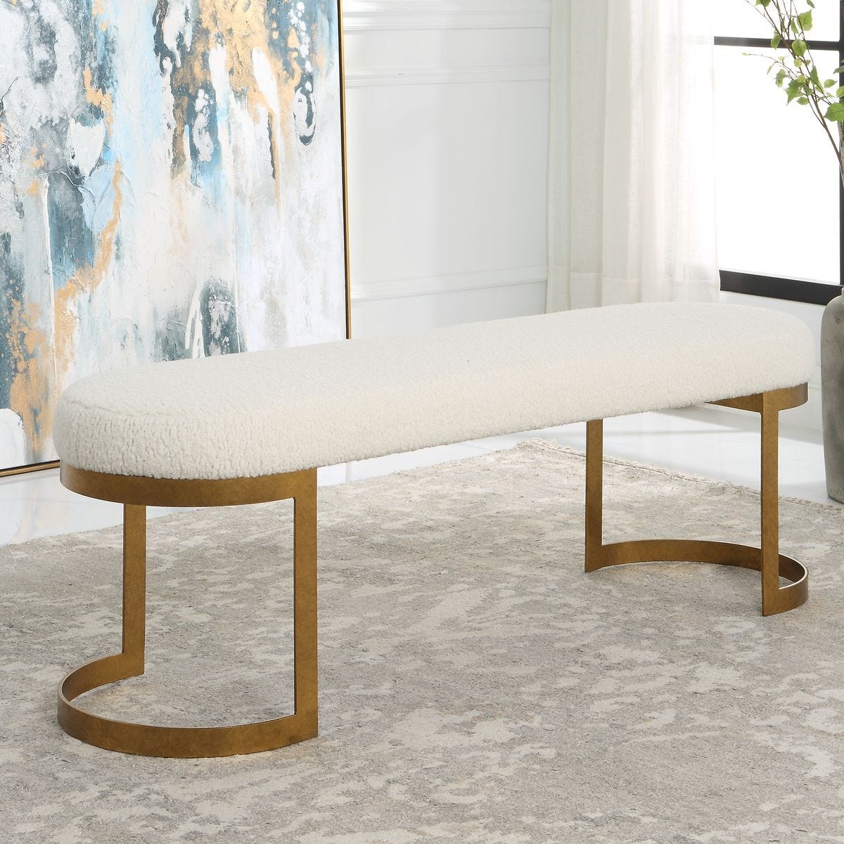 Infinity Bench, Gold - perfect for entryways or patios | Image 1 | InSTYLE Home & Rugs