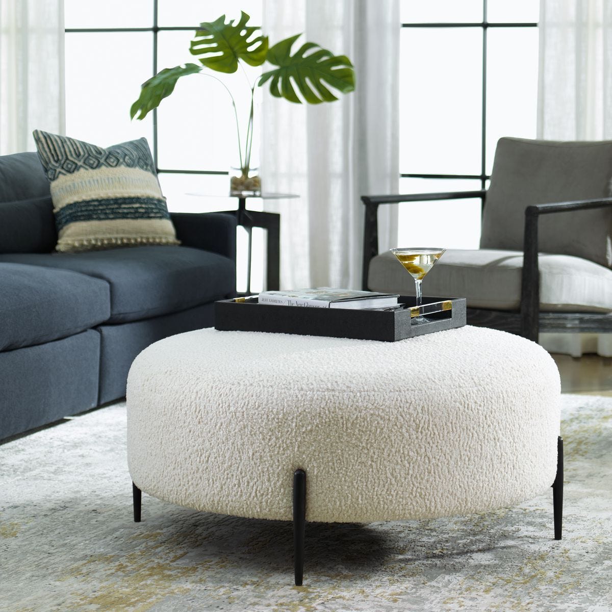 Arles Large Ottoman, Black - comfortable ottoman for any room | Image 1 | InSTYLE Home & Rugs