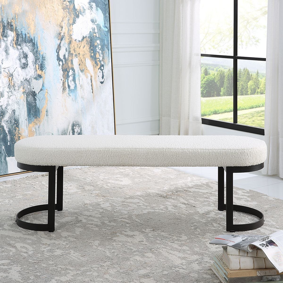 Infinity Bench, Black - stylish bench for any space | Image 3 | InSTYLE Home & Rugs