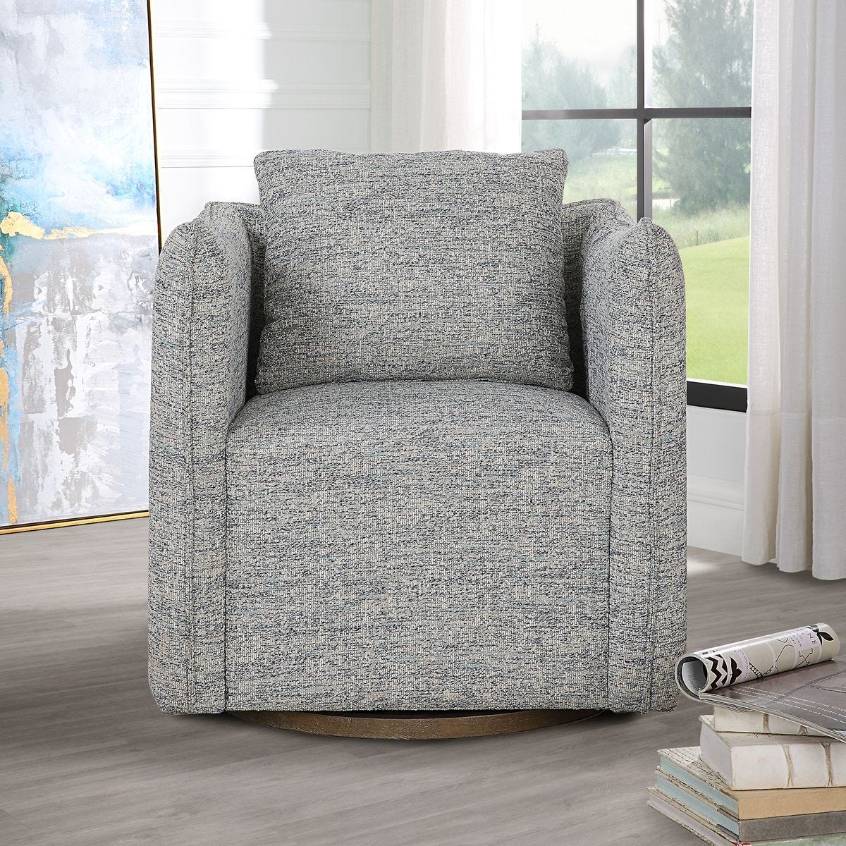 Corben Swivel Chair, Blue - durable construction for long-lasting use | Image 3 | InSTYLE Home & Rugs