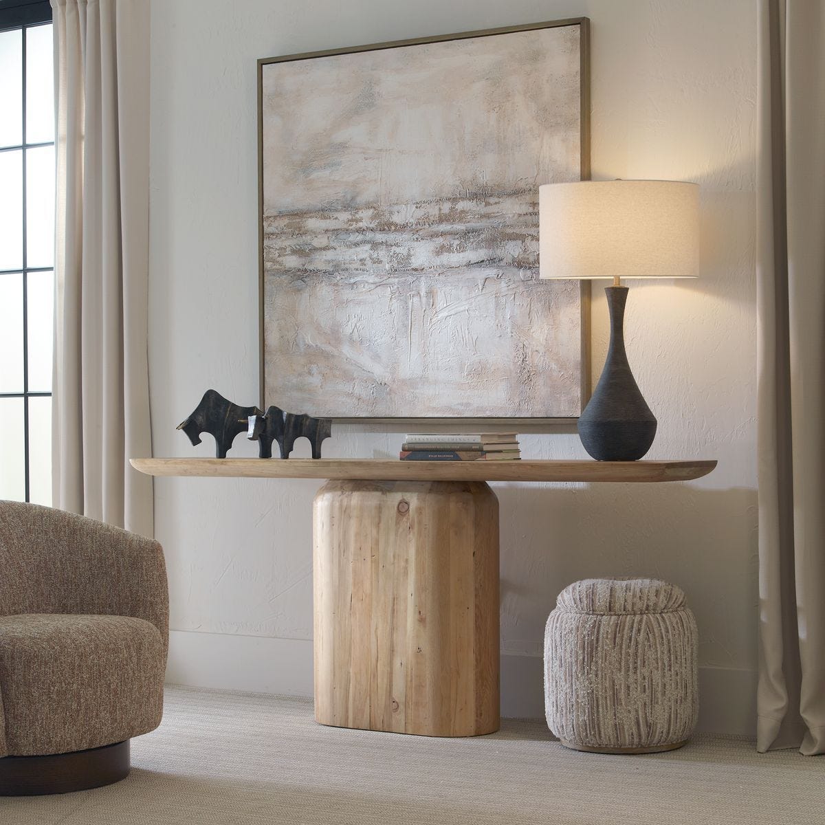 Dialogue Ottoman, Tan - comfortable ottoman for any room | Image 3 | InSTYLE Home & Rugs