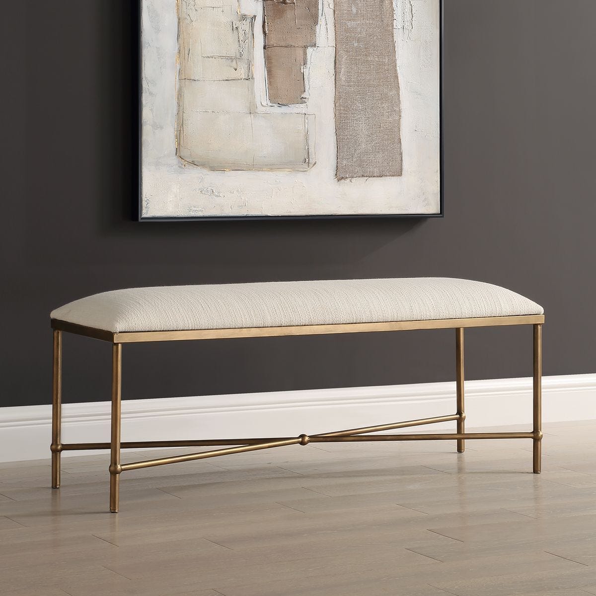 Avenham Bench, Gold - durable bench with modern style | Image 3 | InSTYLE Home & Rugs
