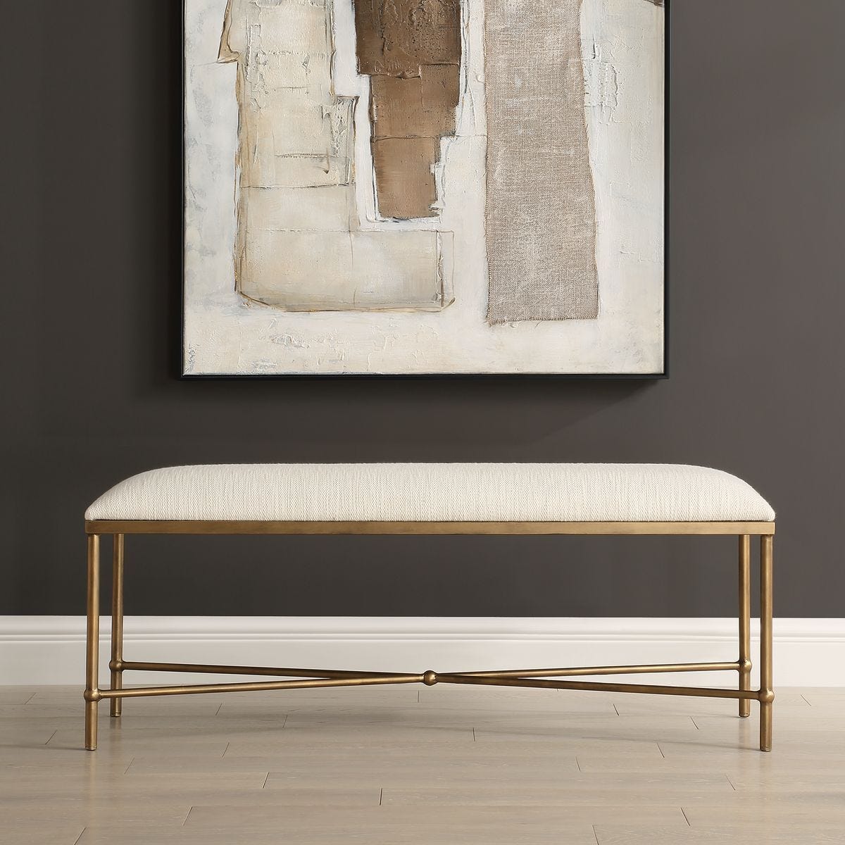 Avenham Bench, Gold - durable bench with modern style | Image 1 | InSTYLE Home & Rugs