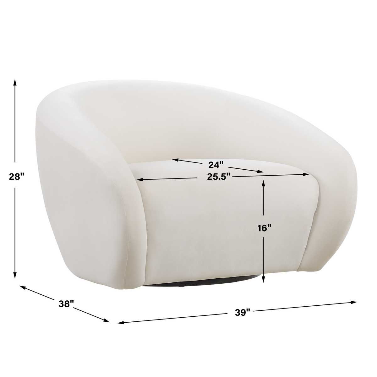 DeSoto Swivel Chair, Cream - variety of styles from classic to contemporary | Image 8 | InSTYLE Home & Rugs
