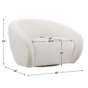 DeSoto Swivel Chair, Cream - variety of styles from classic to contemporary | Image 8 | InSTYLE Home & Rugs