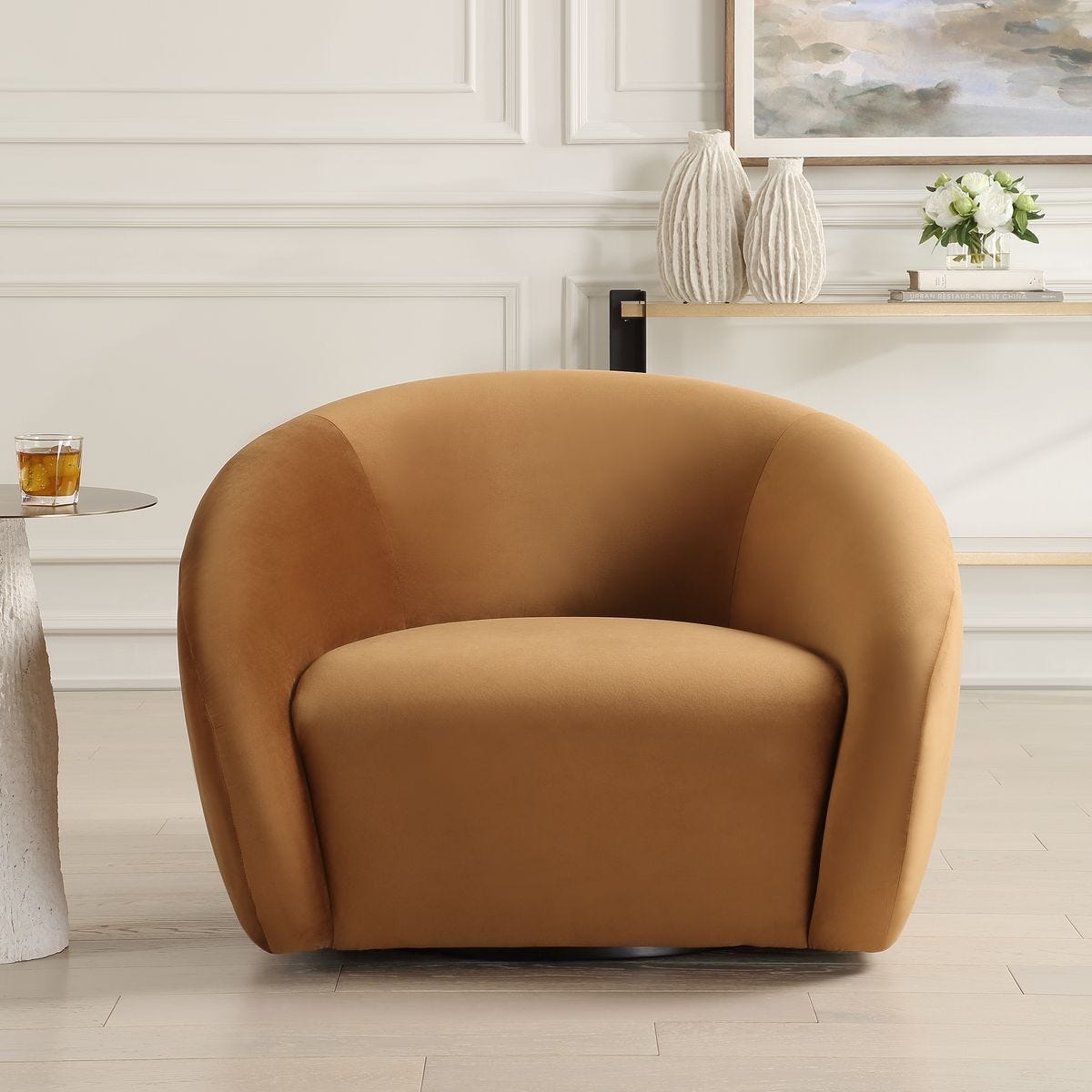DeSoto Swivel Chair, Hazlenut - comfortable seating for dining and office spaces | Image 1 | InSTYLE Home & Rugs