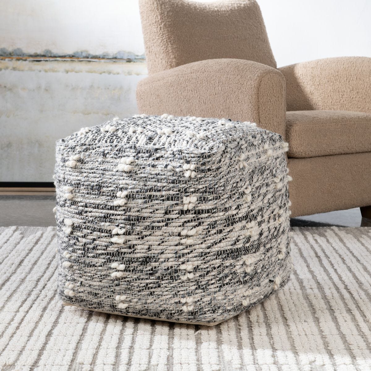 Narol Pouf - versatile pouf for extra seating or as a footrest | Image 5 | InSTYLE Home & Rugs