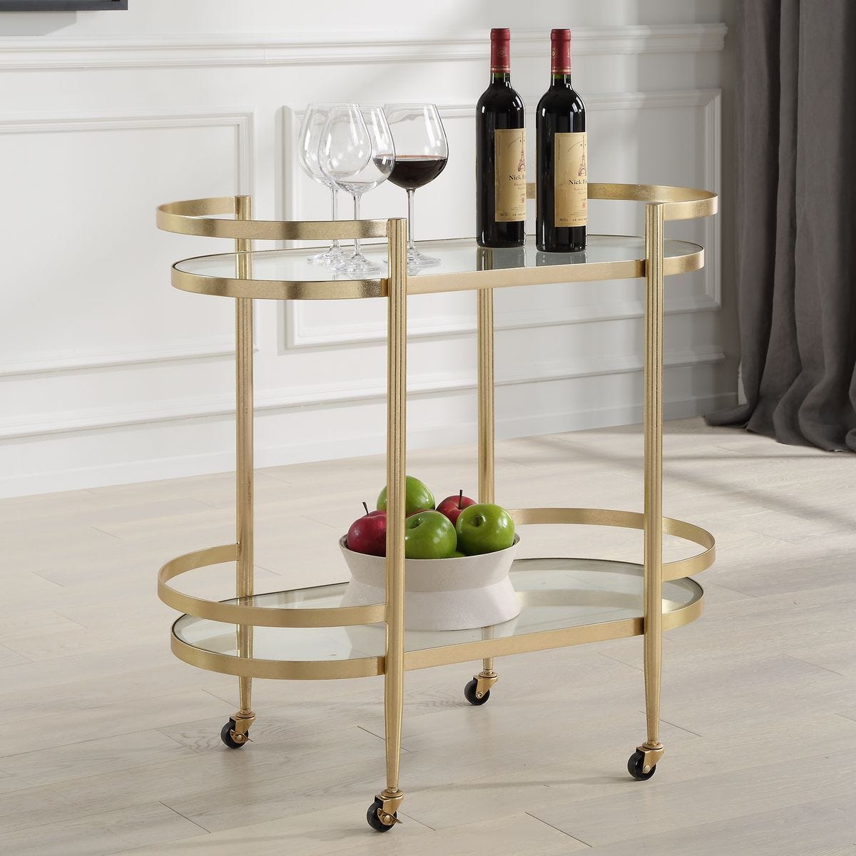 Isabelle Bar Cart - modern bar cart with wheels for easy mobility and storage | Image 3 | InSTYLE Home & Rugs