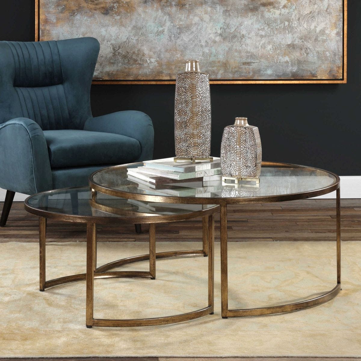 Rhea Nesting Coffee Tables, Gold, S/2 - functional centerpieces for homes | Image 7 | InSTYLE Home & Rugs