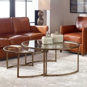 Rhea Nesting Coffee Tables, Gold, S/2 - functional centerpieces for homes | Image 1 | InSTYLE Home & Rugs