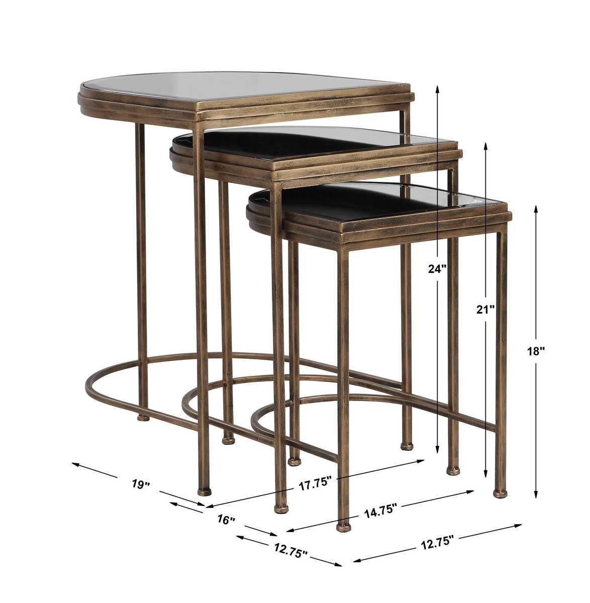 India Nesting Tables, Gold, S/3 - contemporary end table for sofas | Image 9 | InSTYLE Home & Rugs