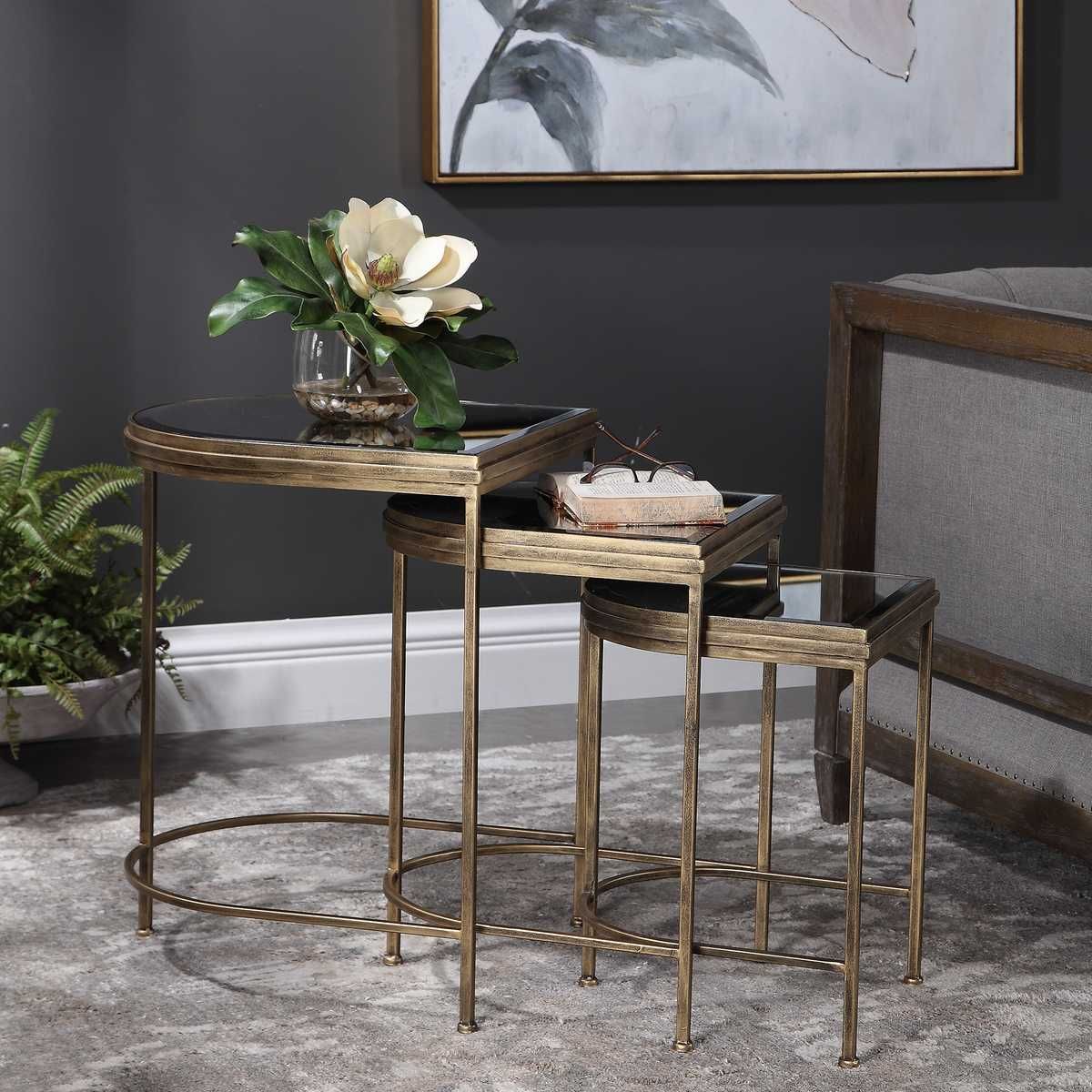 India Nesting Tables, Gold, S/3 - contemporary end table for sofas | Image 5 | InSTYLE Home & Rugs