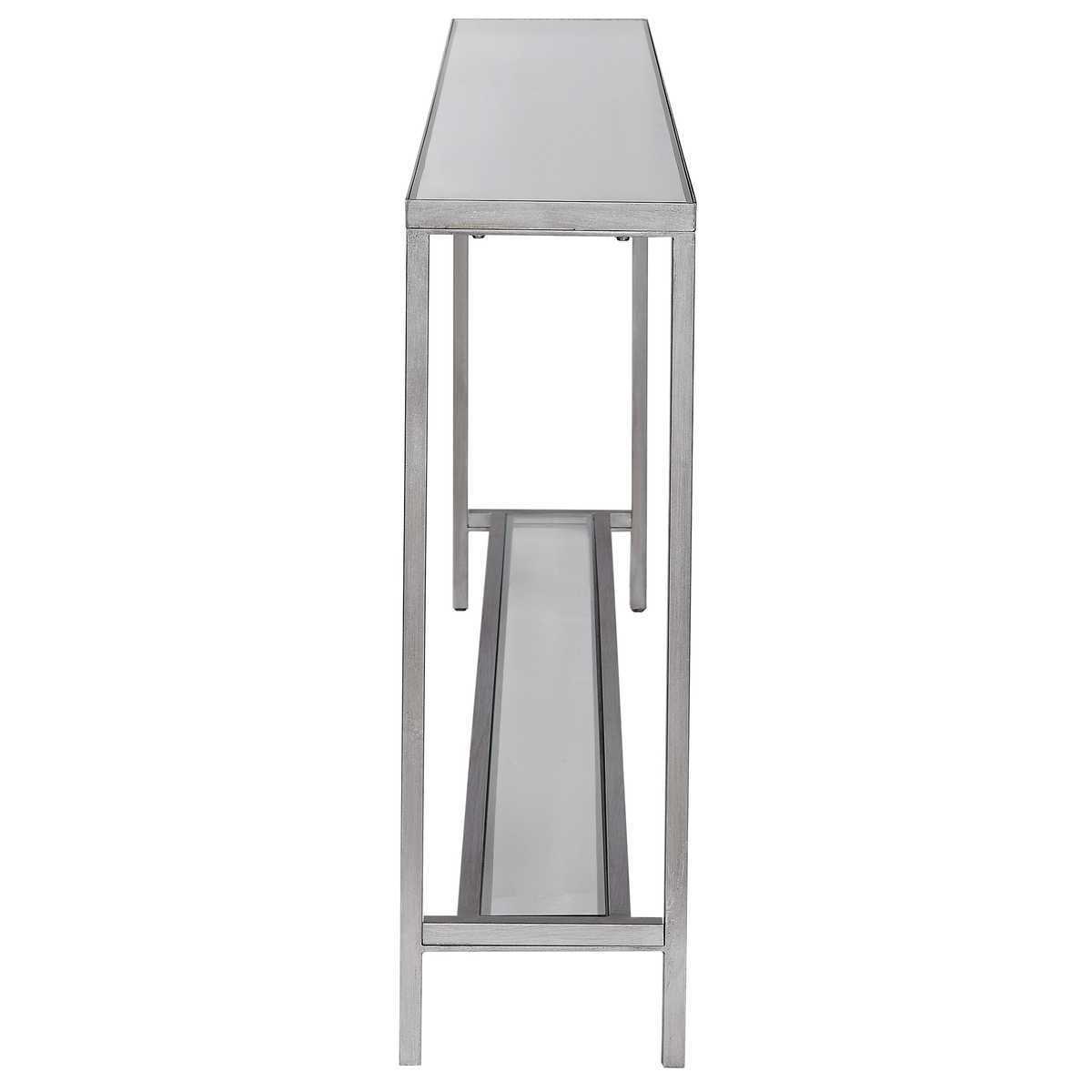 Hayley Console Table, Silver - compact console for organizing entryway or hallway essentials | Image 3 | InSTYLE Home & Rugs