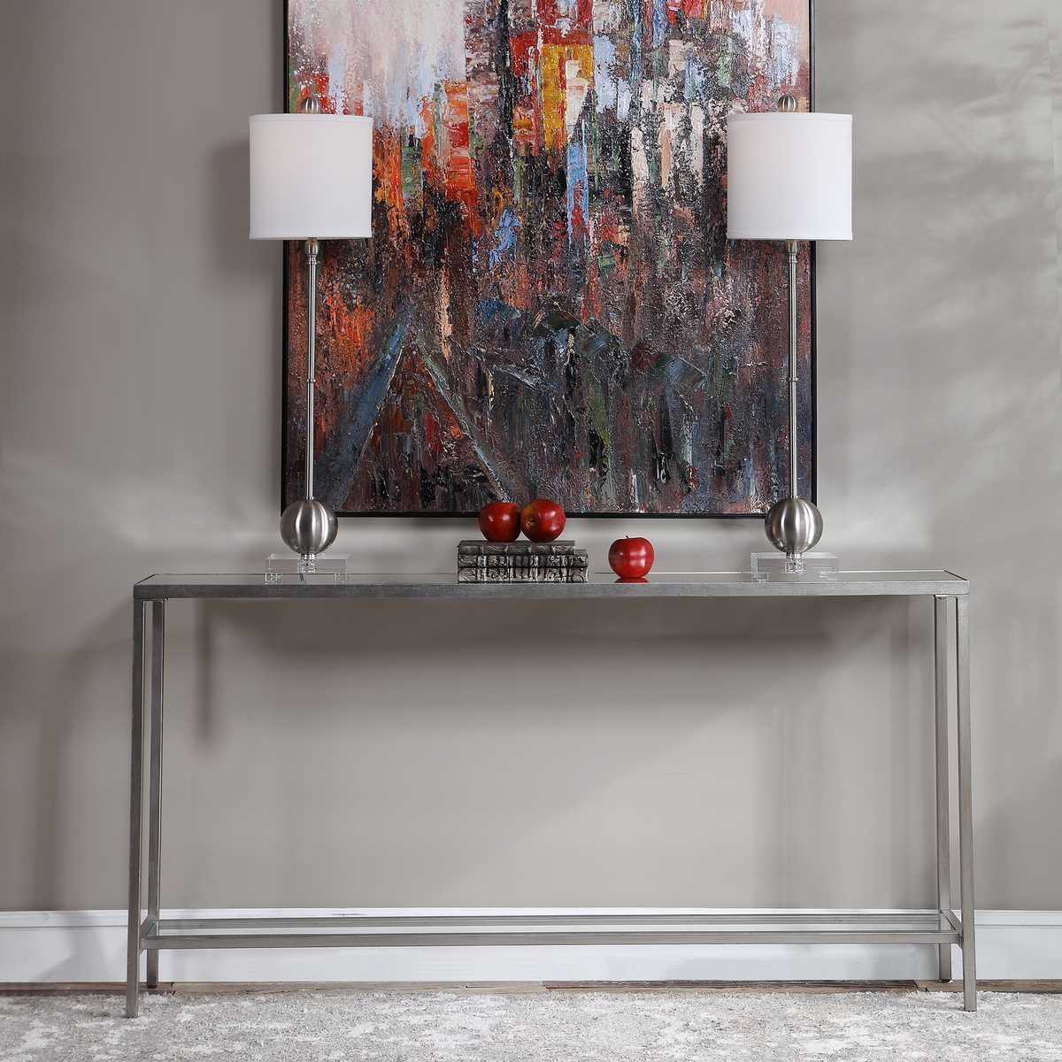 Hayley Console Table, Silver - compact console for organizing entryway or hallway essentials | Image 1 | InSTYLE Home & Rugs