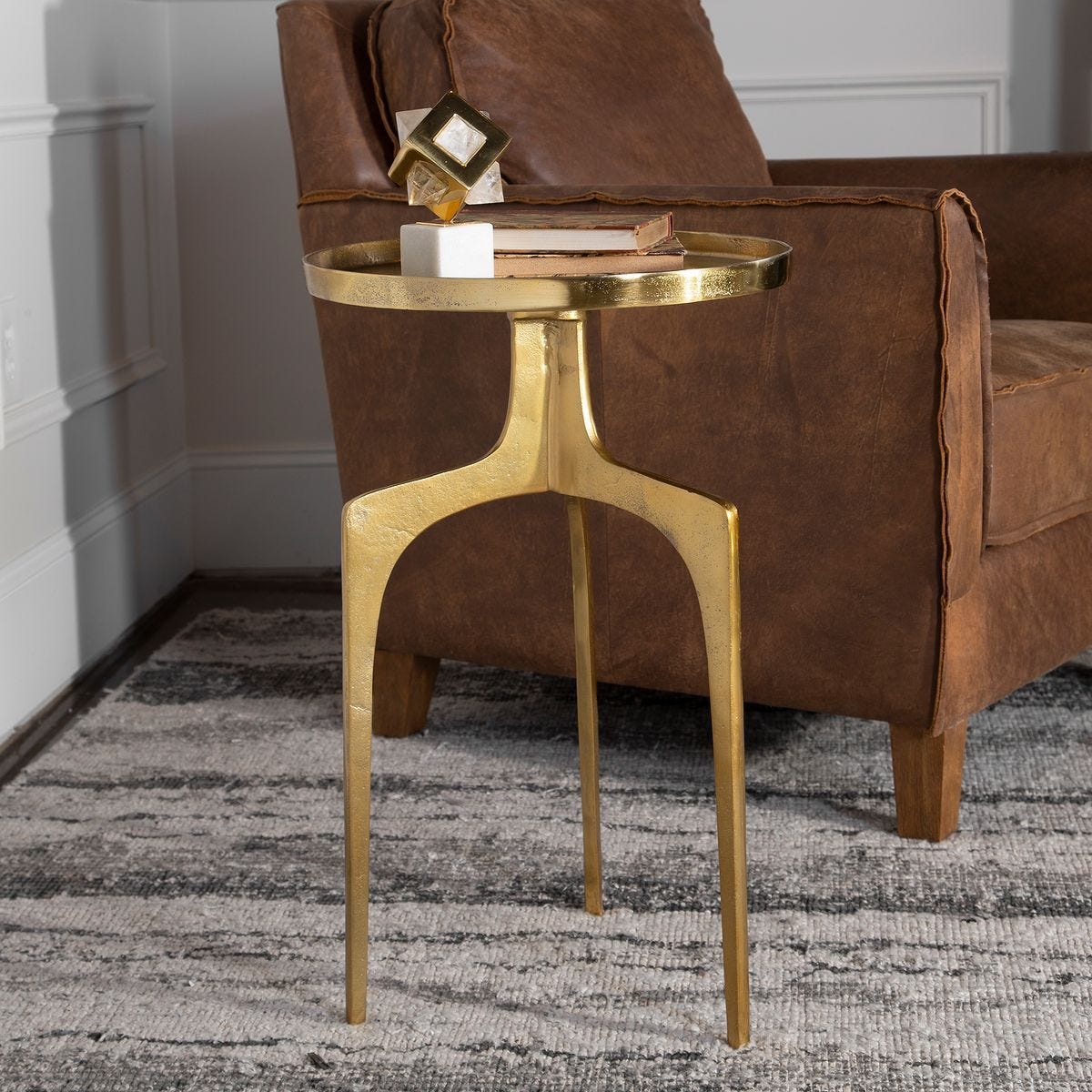 Kenna Accent Table, Gold - functional accent table with unique design for any room | Image 1 | InSTYLE Home & Rugs