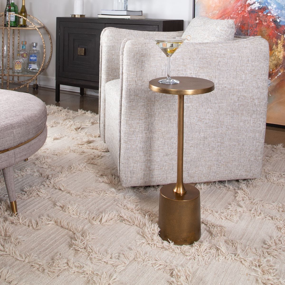 Sanaga Indoor-Outdoor Drink Table, Gold - contemporary end table for sofas | Image 3 | InSTYLE Home & Rugs