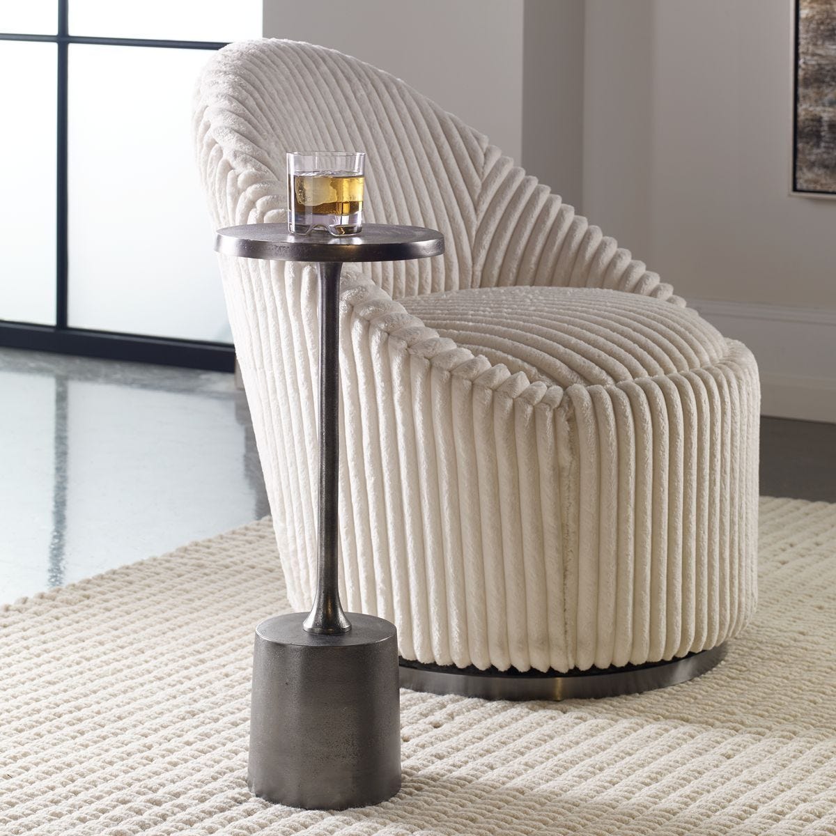 Sanaga Indoor-Outdoor Drink Table, Nickel - contemporary end table for sofas | Image 4 | InSTYLE Home & Rugs