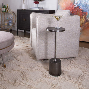 Sanaga Indoor-Outdoor Drink Table, Nickel - contemporary end table for sofas | Image 3 | InSTYLE Home & Rugs