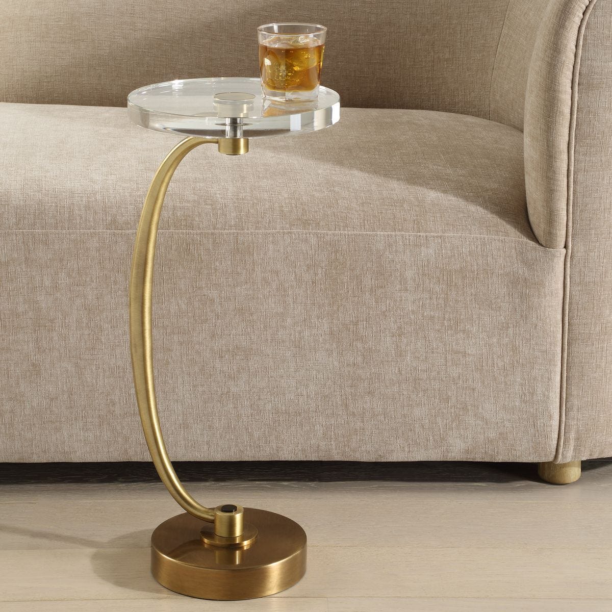 Waveney Drink Table, Brass - contemporary end table for sofas | Image 3 | InSTYLE Home & Rugs
