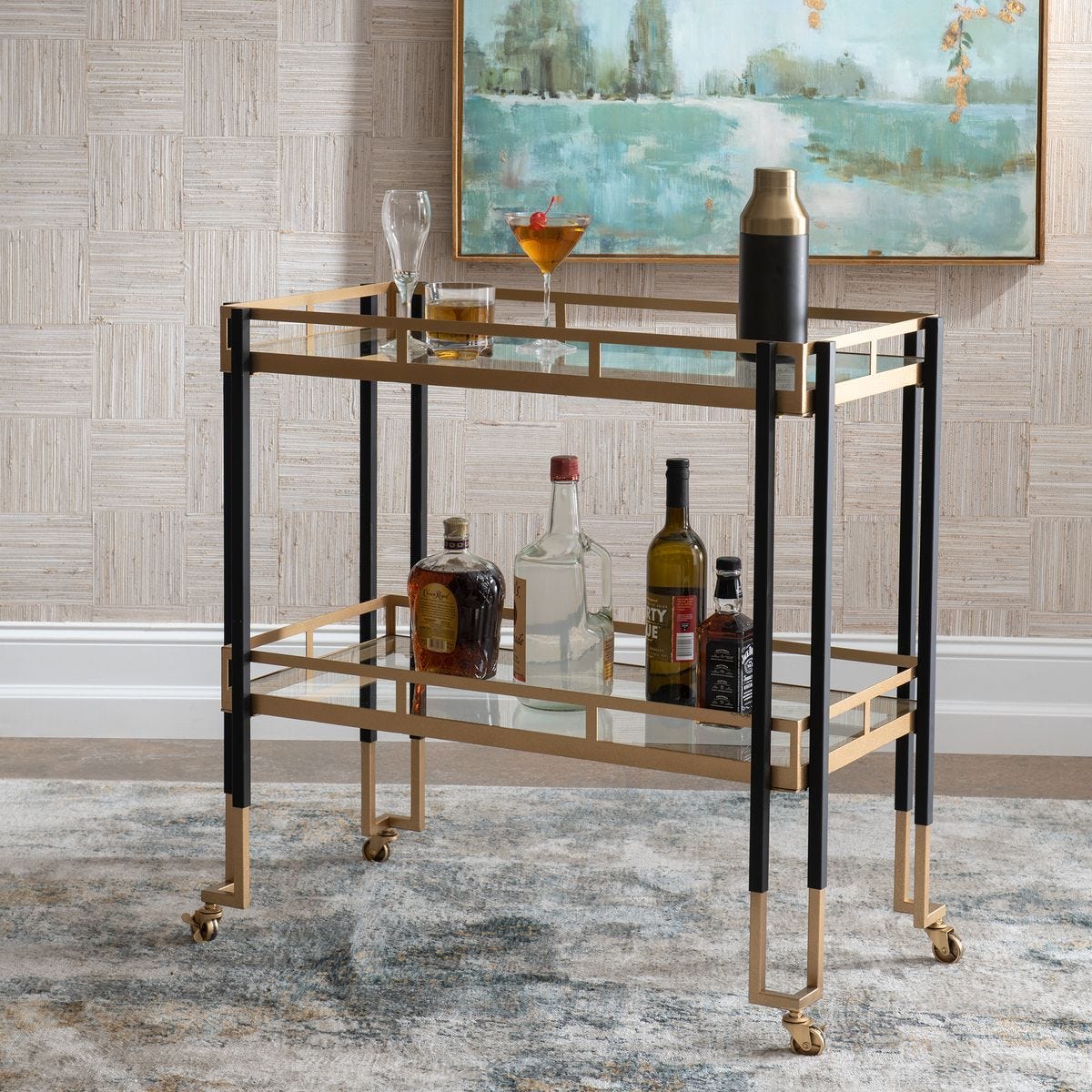 Kentmore Bar Cart - compact bar cart for small spaces and home entertainment | Image 1 | InSTYLE Home & Rugs