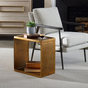 Derwent Side Table, Antique Brass - available in a variety of materials and styles | Image 1 | InSTYLE Home & Rugs