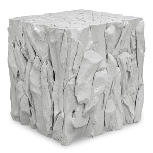 Teak Root Bunching Cube, White - accent tables for living rooms | Image 2 | InSTYLE Home & Rugs