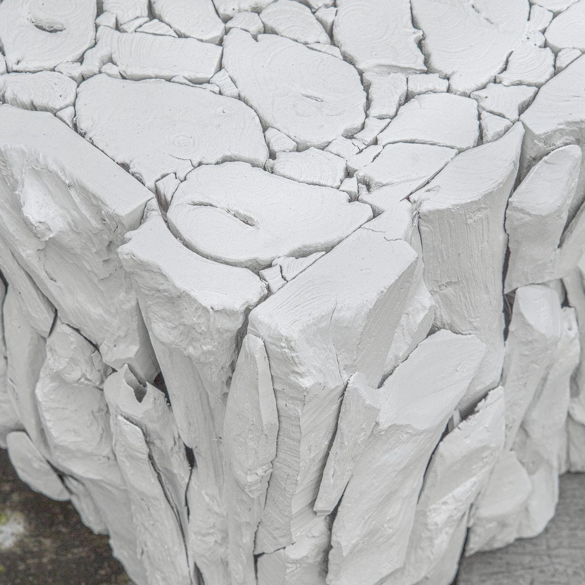 Teak Root Bunching Cube, White - accent tables for living rooms | Image 4 | InSTYLE Home & Rugs