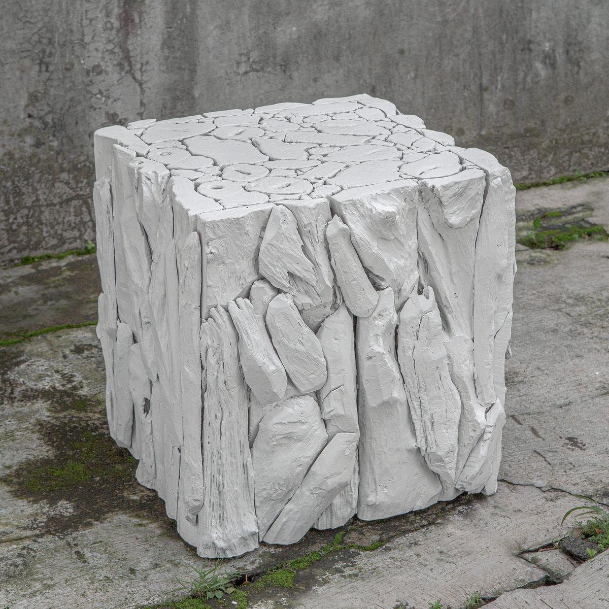 Teak Root Bunching Cube, White - accent tables for living rooms | Image 5 | InSTYLE Home & Rugs