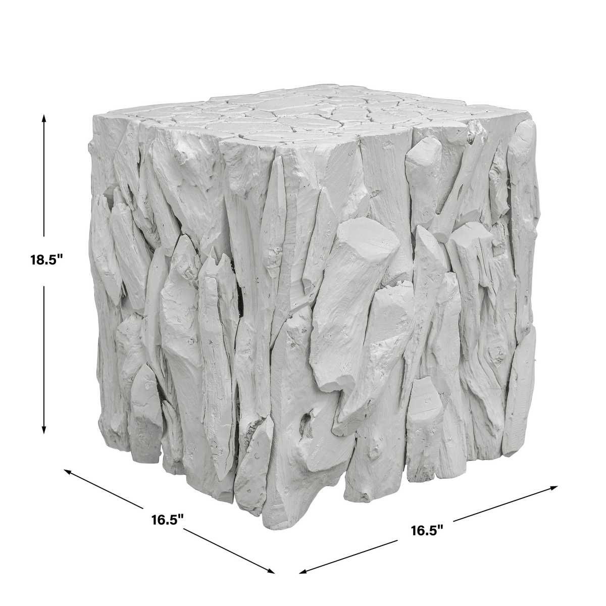 Teak Root Bunching Cube, White - accent tables for living rooms | Image 6 | InSTYLE Home & Rugs
