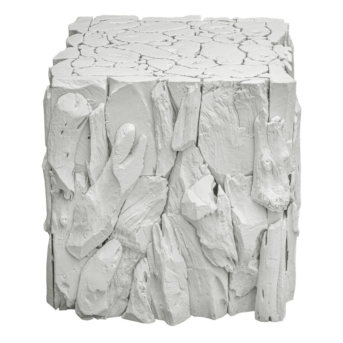 Teak Root Bunching Cube, White - accent tables for living rooms | Image 3 | InSTYLE Home & Rugs