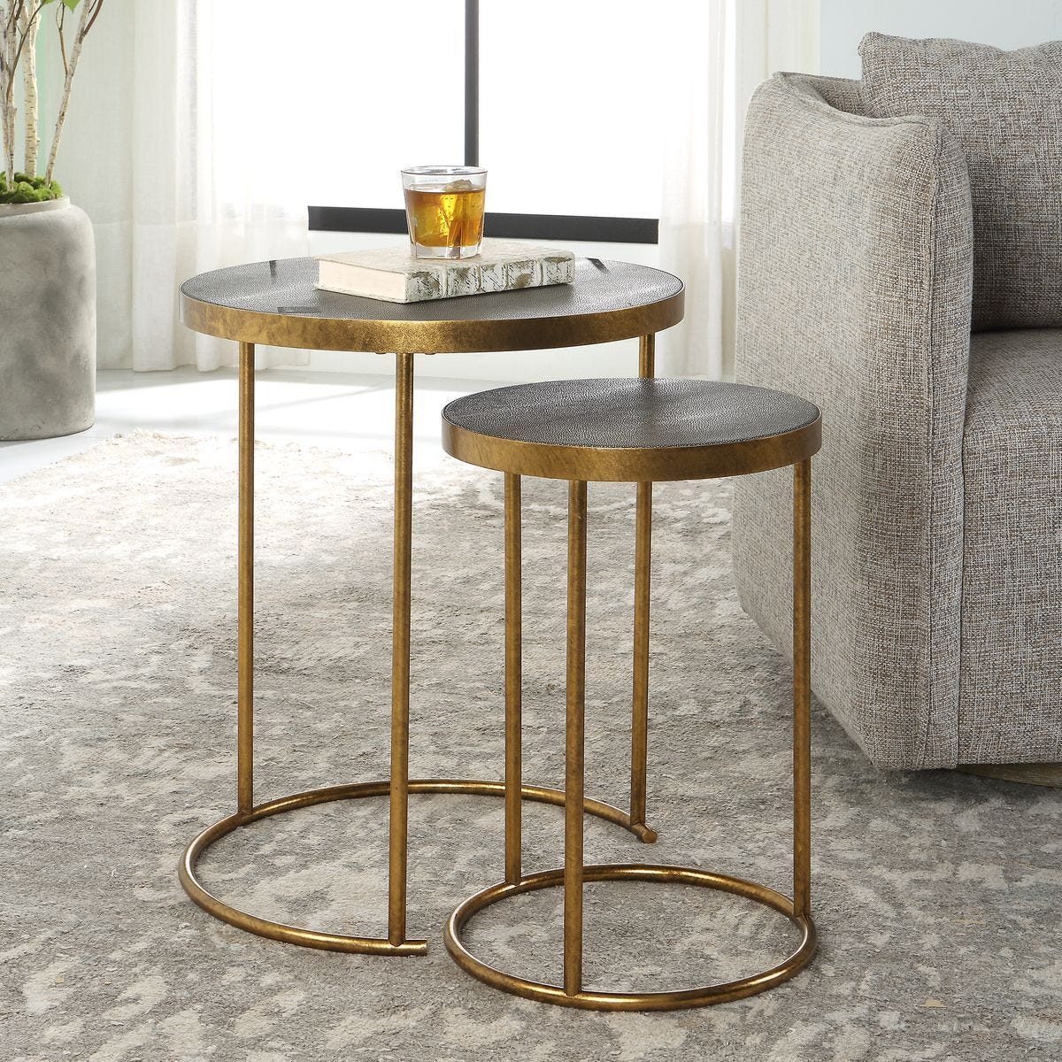Aragon Nesting Tables, S/2, Gray - contemporary end table for sofas | Image 1 | InSTYLE Home & Rugs