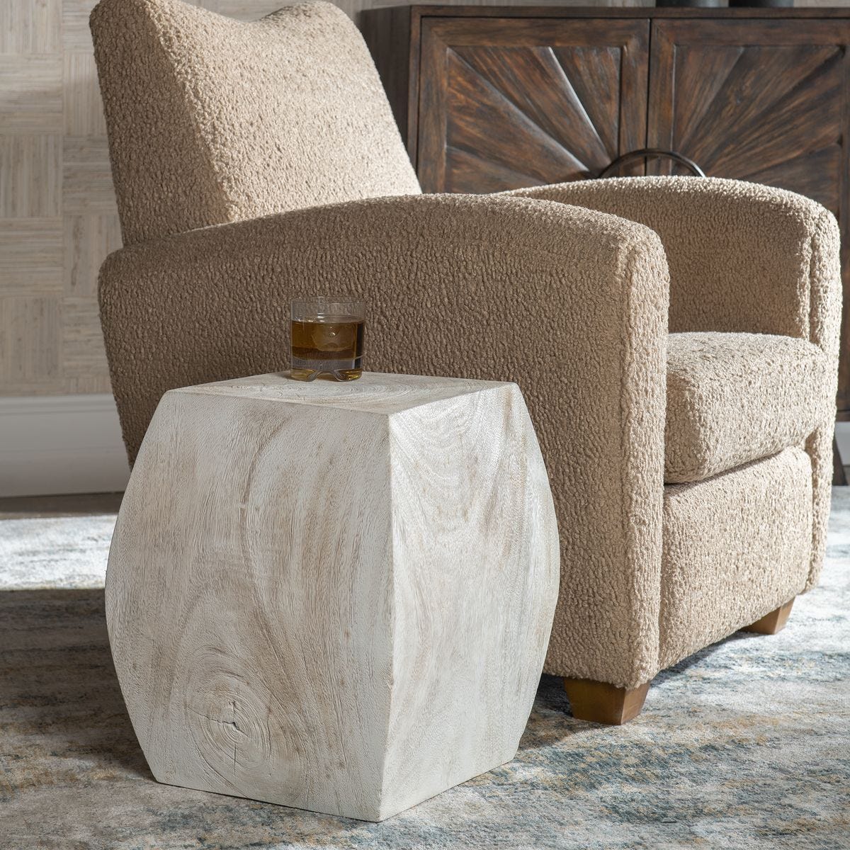 Grove Accent Stool, Ivory - perfect for small spaces | Image 1 | InSTYLE Home & Rugs
