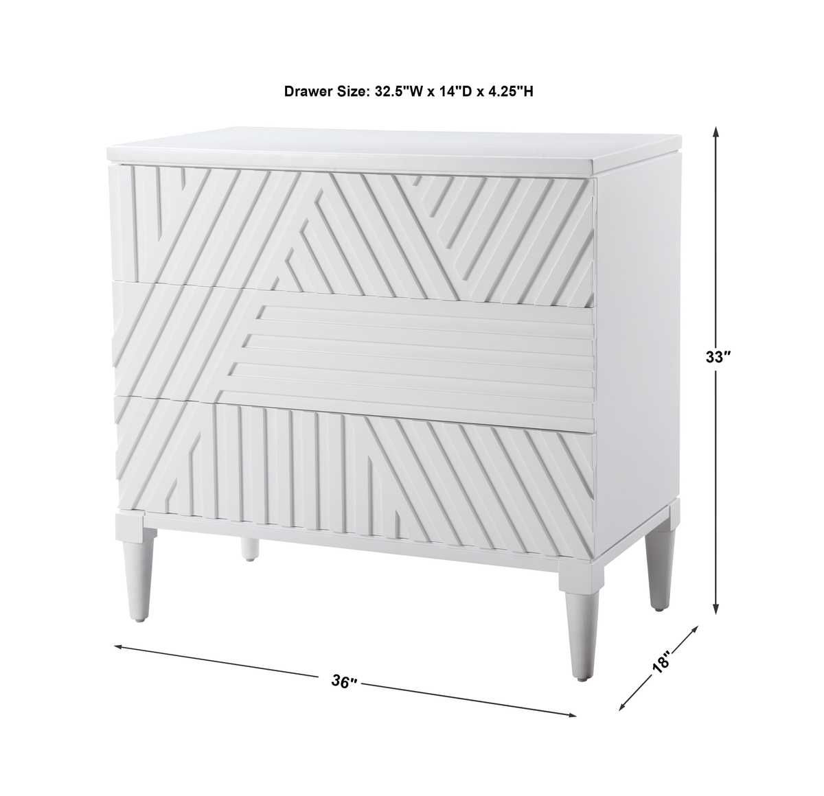 Colby 3 Drawer Chest, White - versatile drawer unit for office, bedroom, or living space | Image 9 | InSTYLE Home & Rugs