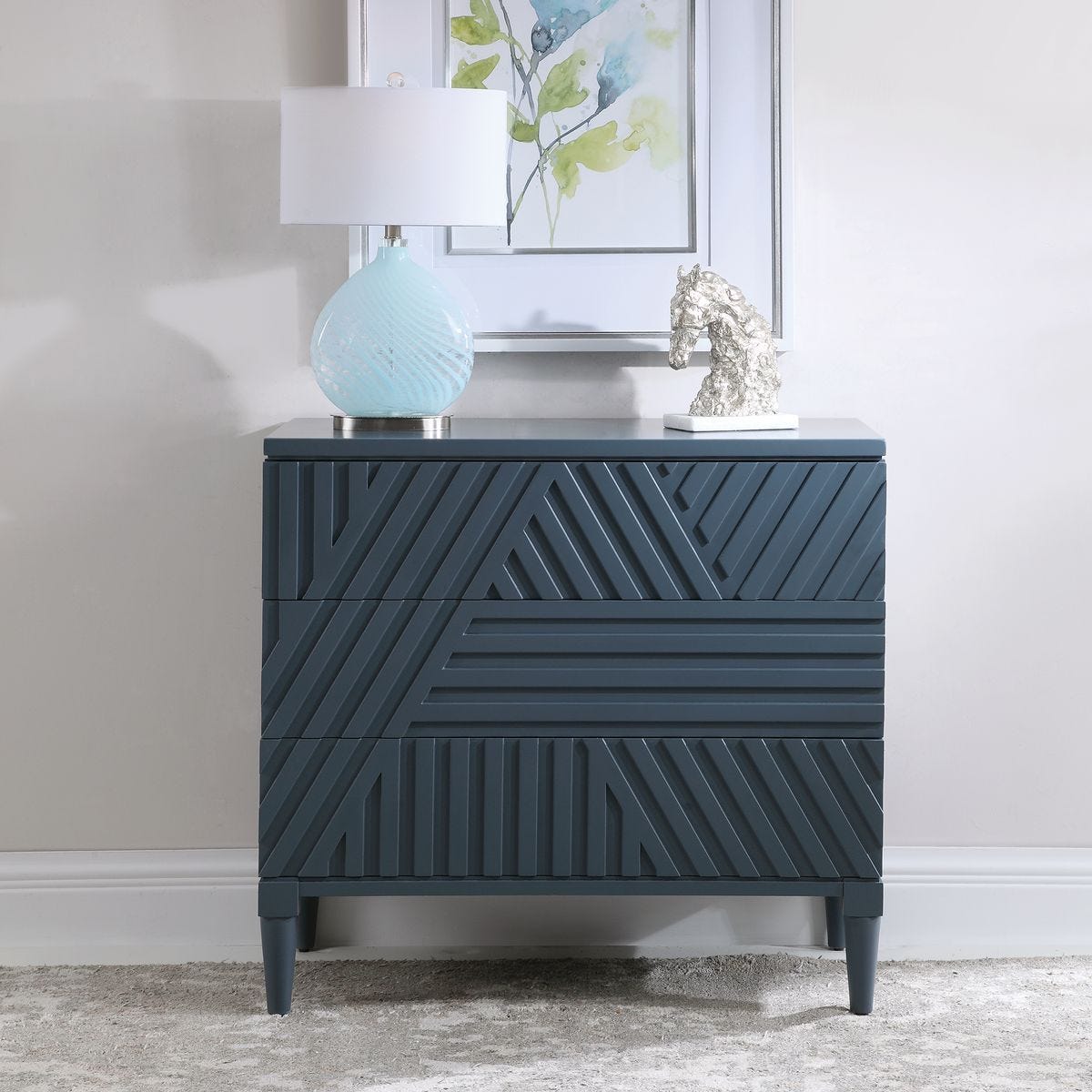 Colby 3 Drawer Chest, Blue - versatile drawer unit for office, bedroom, or living space | Image 10 | InSTYLE Home & Rugs