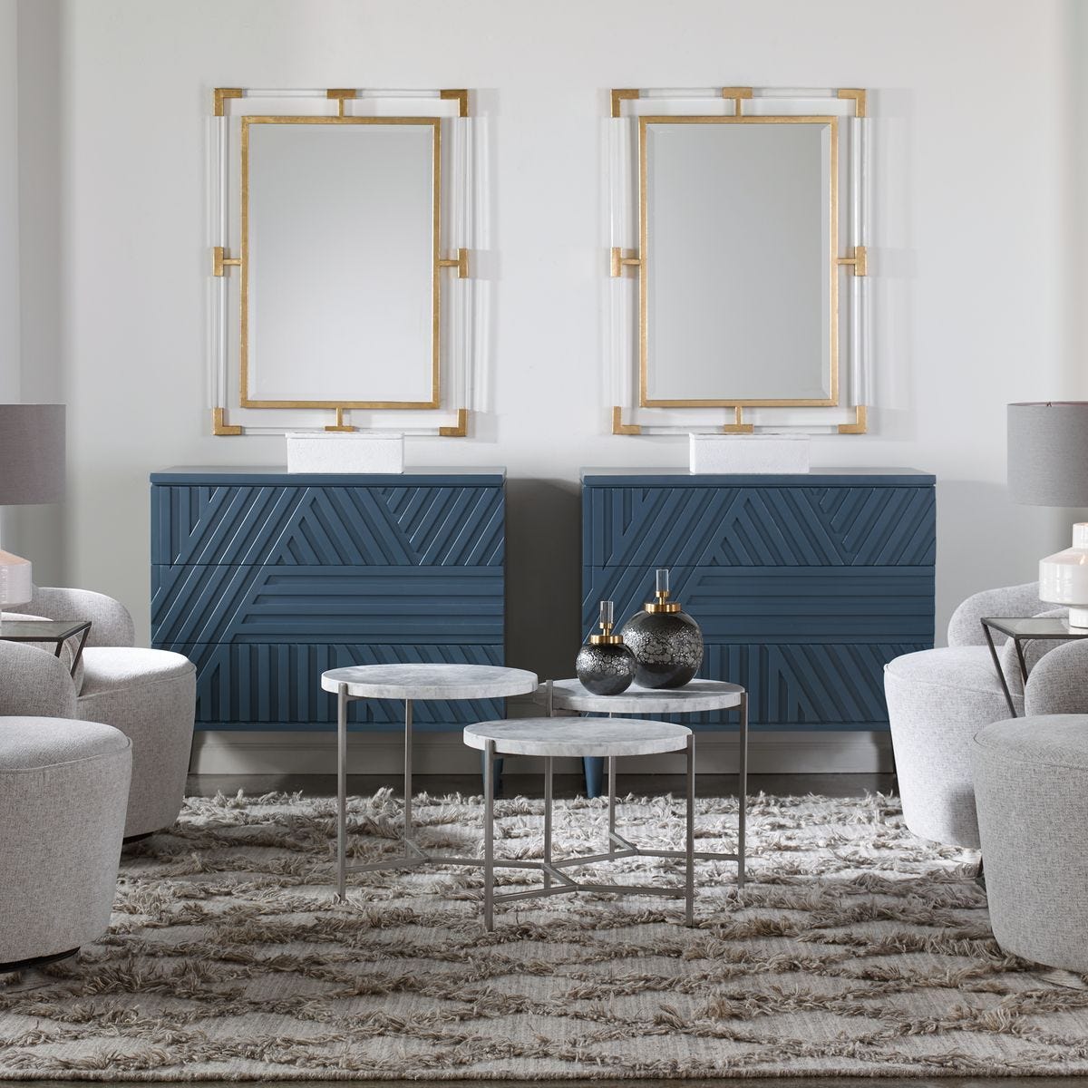 Colby 3 Drawer Chest, Blue - versatile drawer unit for office, bedroom, or living space | Image 9 | InSTYLE Home & Rugs