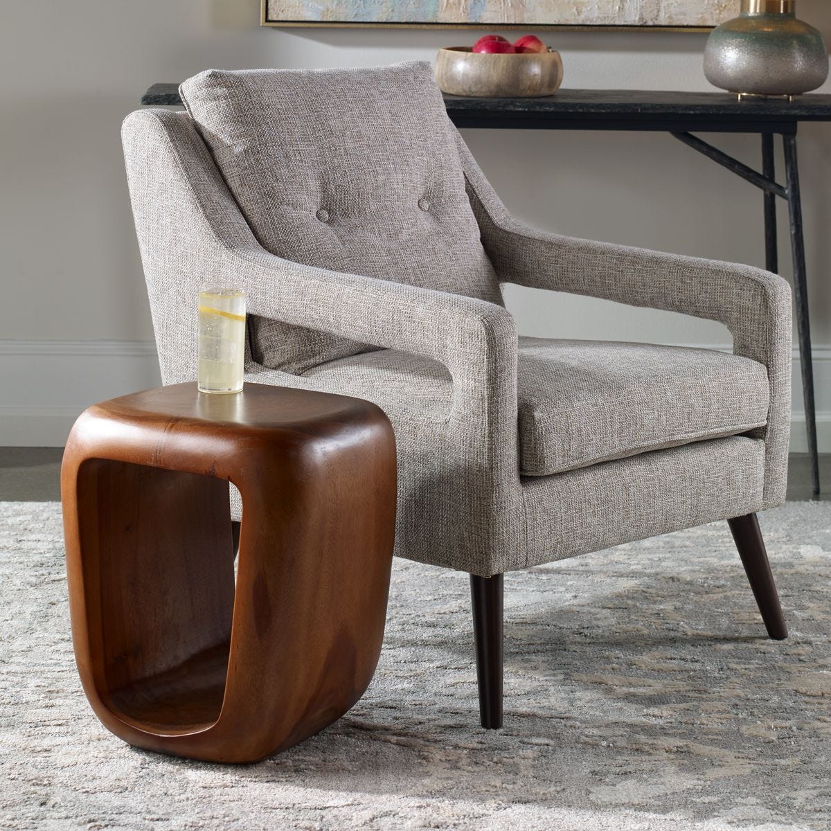 Loophole Accent Stool, Natural Wash - perfect for small spaces | Image 1 | InSTYLE Home & Rugs