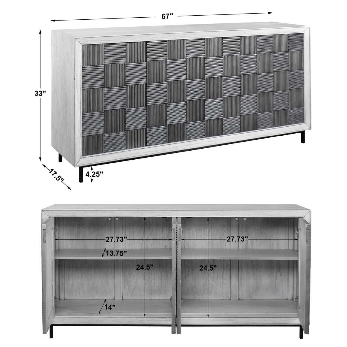 Checkerboard 4 Door Cabinet - stylish bar carts for entertaining | Image 8 | InSTYLE Home & Rugs