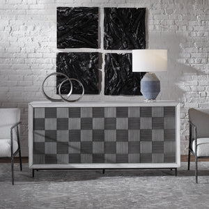 Checkerboard 4 Door Cabinet - stylish bar carts for entertaining | Image 1 | InSTYLE Home & Rugs