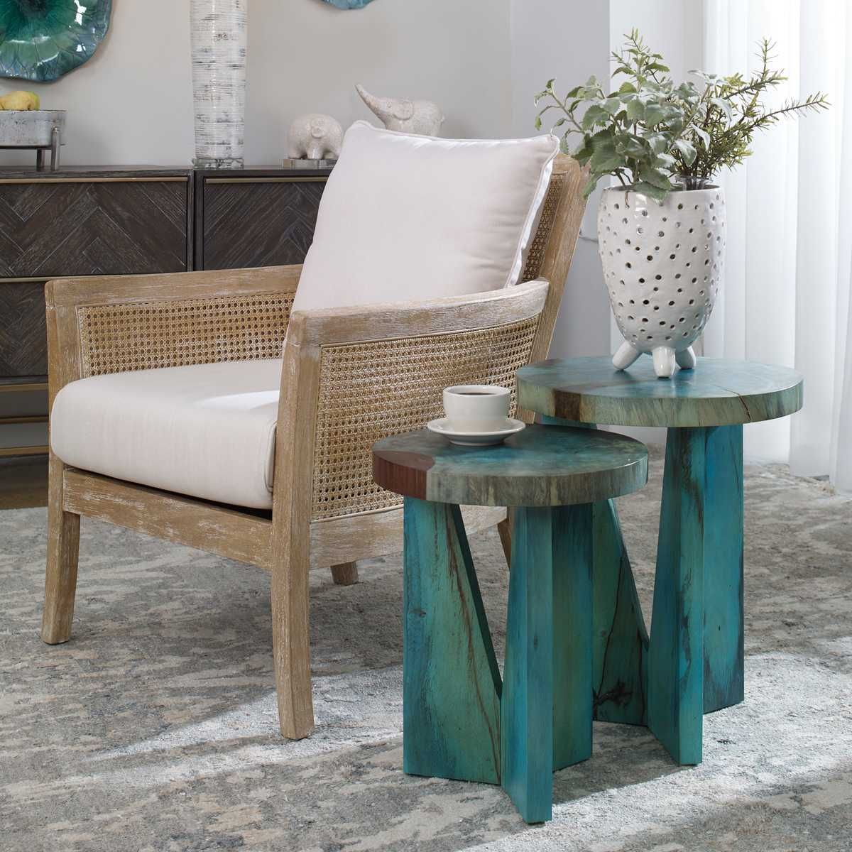 Nadette Nesting Tables, Blue, S/2 - contemporary end table for sofas | Image 5 | InSTYLE Home & Rugs