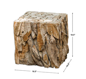 Teak Root Bunching Cube, Natural - accent tables for living rooms | Image 3 | InSTYLE Home & Rugs