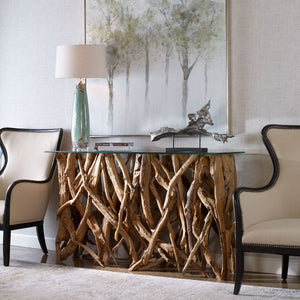 Teak Wood Console - elegant console table for modern living room decor | Image 3 | InSTYLE Home & Rugs