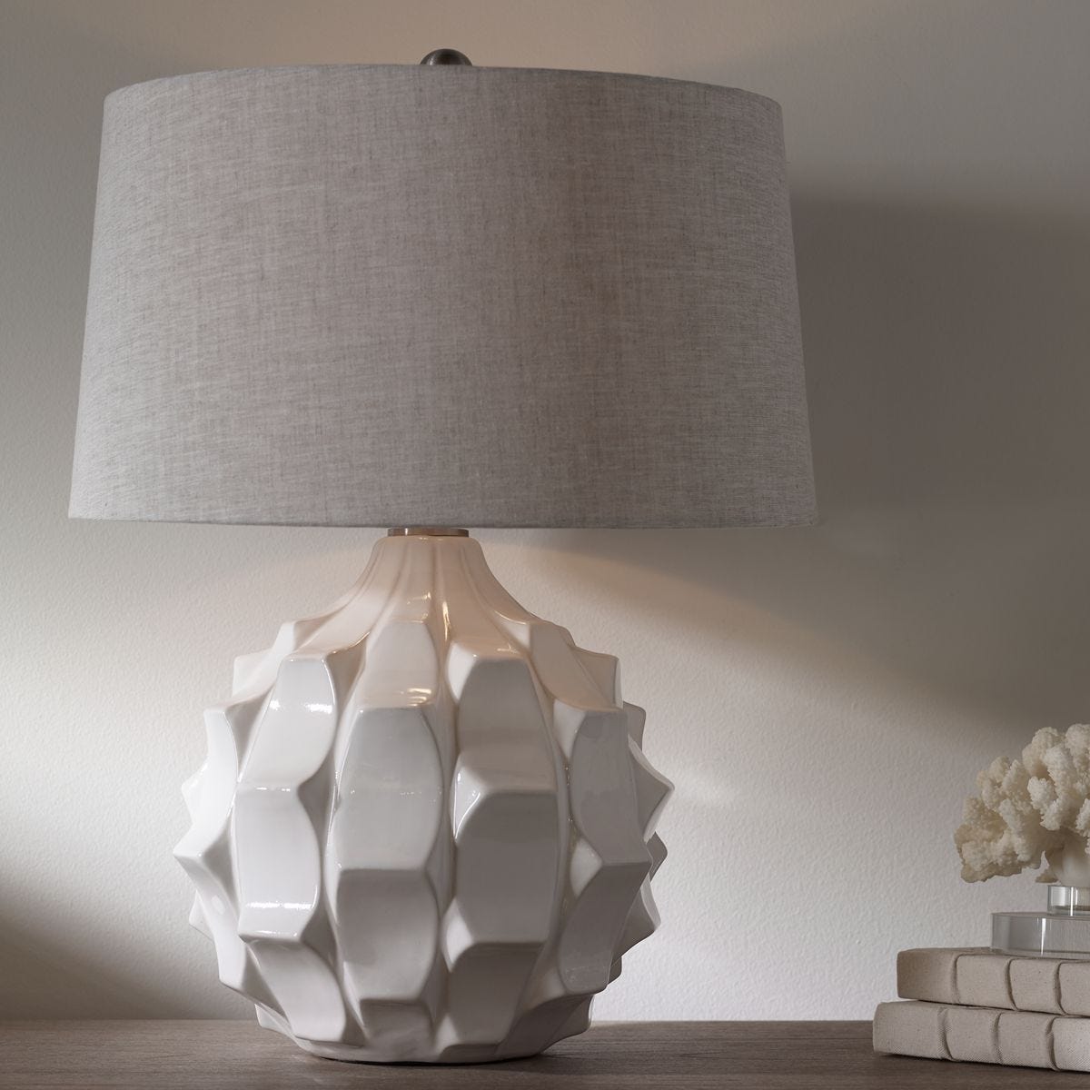 Guerina Table Lamp, White - perfect lighting for modern homes | Image 1 | InSTYLE Home & Rugs
