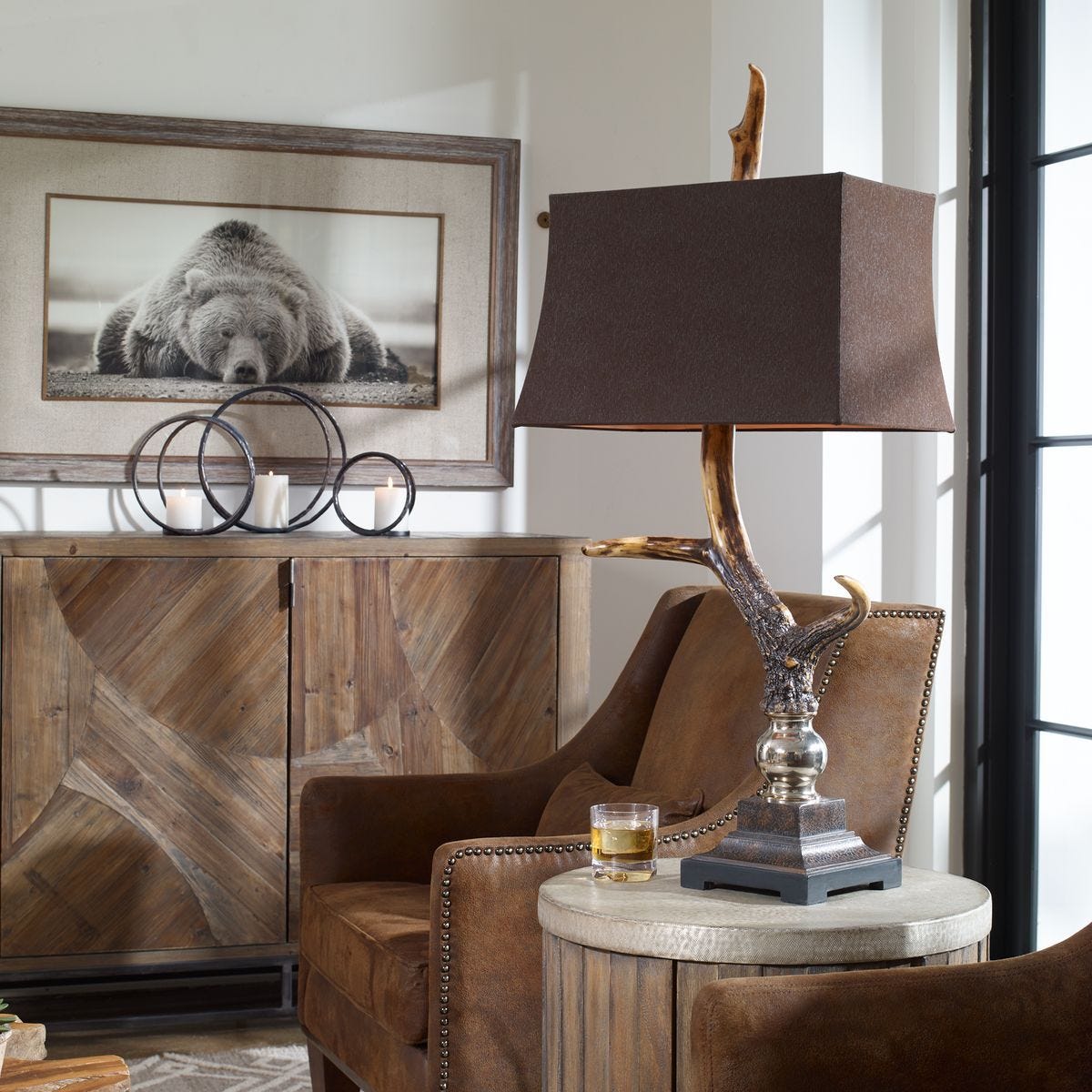 Stag Horn Table Lamp, Dark - versatile lighting lamps for any interior style | Image 1 | InSTYLE Home & Rugs