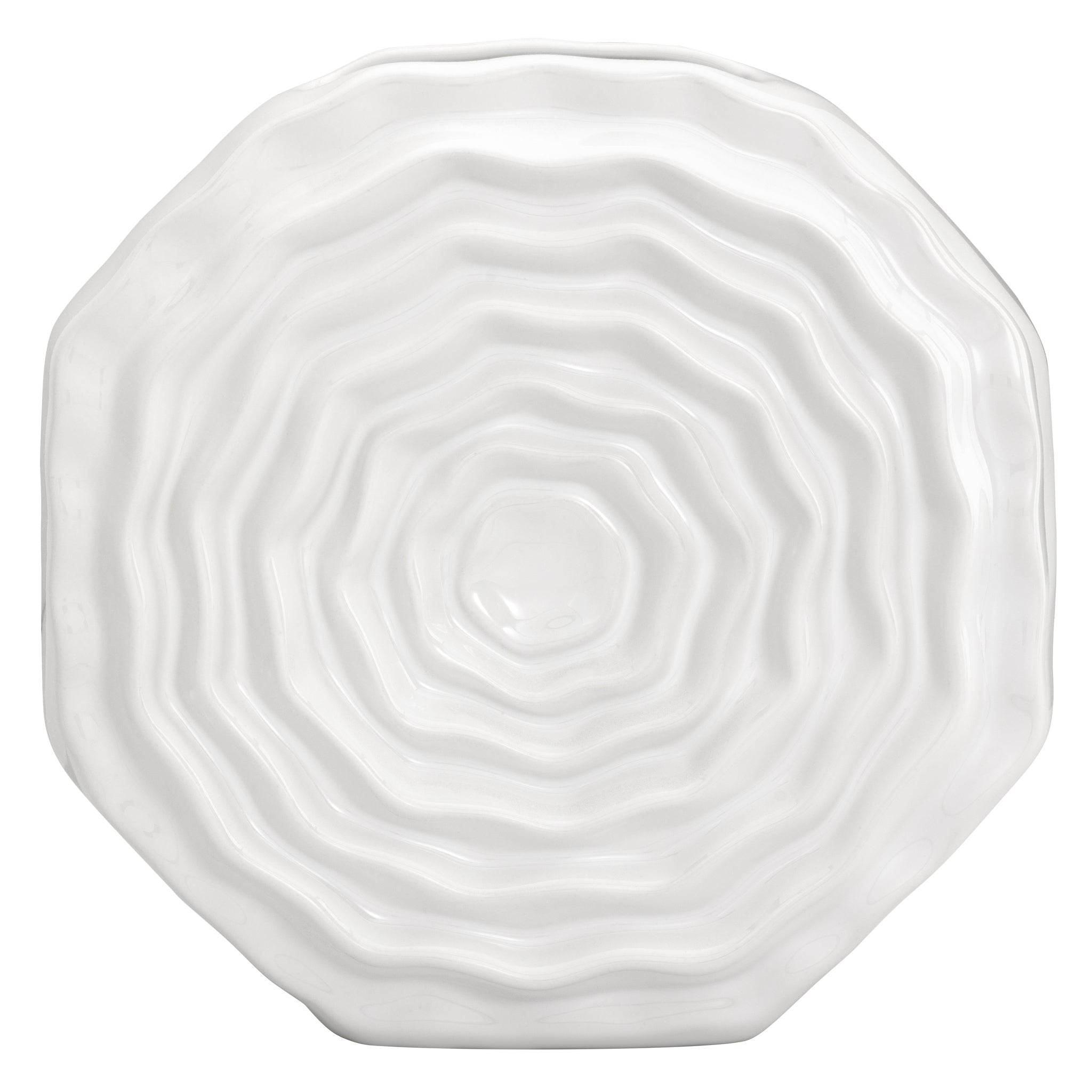 Rosette Bloom 8 Inch Tall White Ceramic Disc Vase - modern vase with sleek design for floral arrangements | Image 3 | InSTYLE Home & Rugs