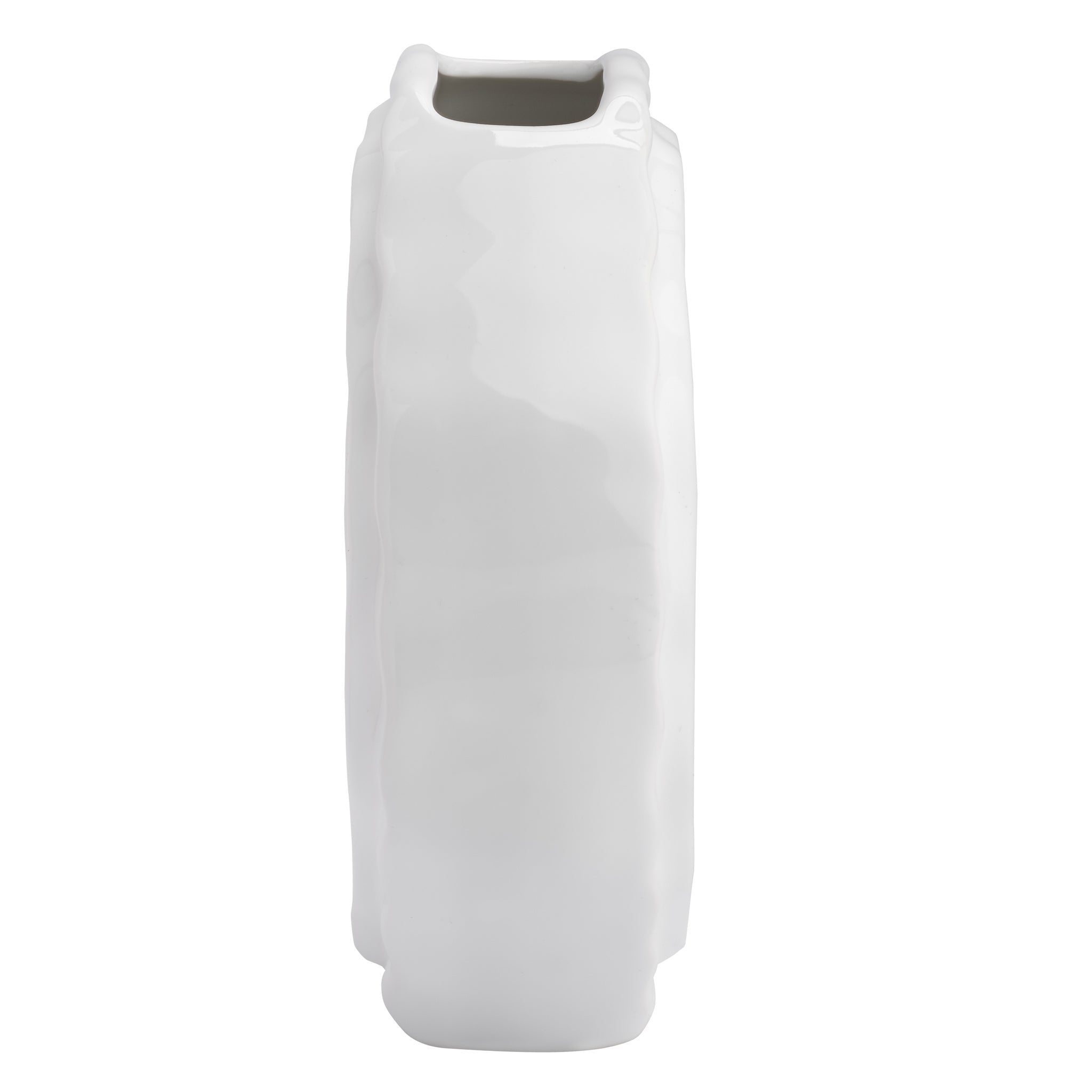 Rosette Bloom 8 Inch Tall White Ceramic Disc Vase - modern vase with sleek design for floral arrangements | Image 4 | InSTYLE Home & Rugs