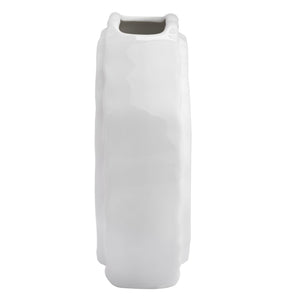 Rosette Bloom 8 Inch Tall White Ceramic Disc Vase - modern vase with sleek design for floral arrangements | Image 4 | InSTYLE Home & Rugs